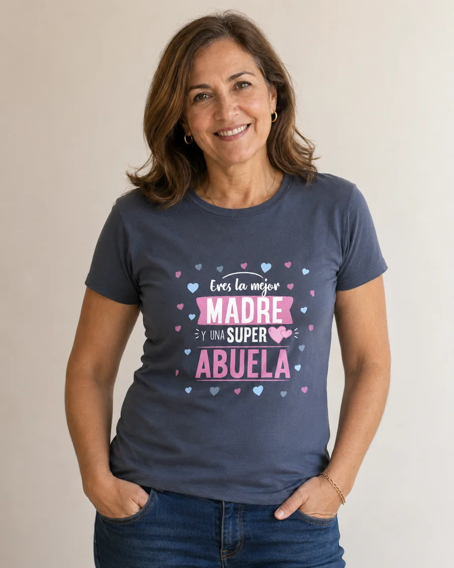 Mujer con camiseta Eres la mejor madre y una super abuela